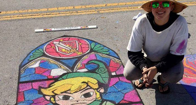 Legend of Zelda street chalk art