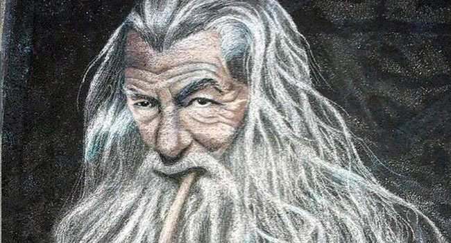 Gandalf street chalk art