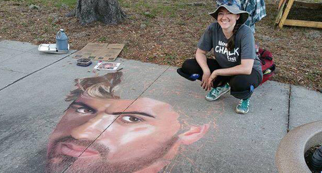 George Michael street chalk art