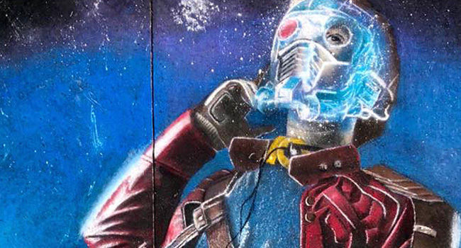 Guardians of the Galaxy street chalk art