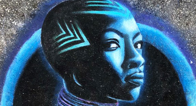 Black Panther's Okoye street chalk art