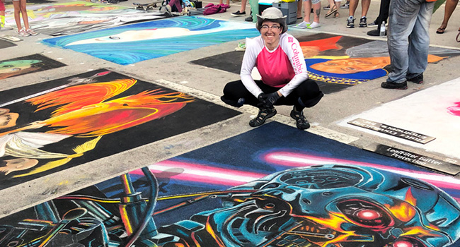 The Terminator street chalk art