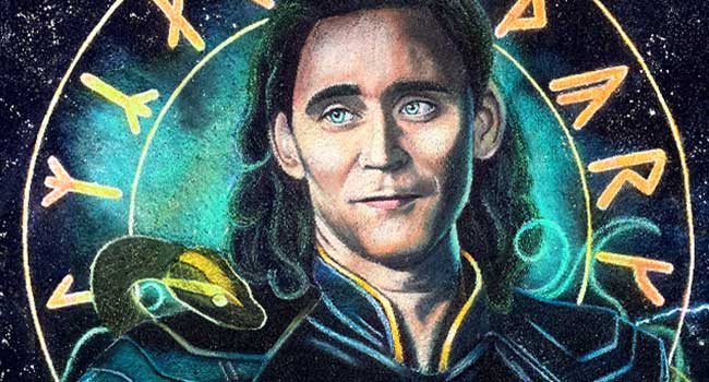 Chalk image of Marvel's Loki and Thor
