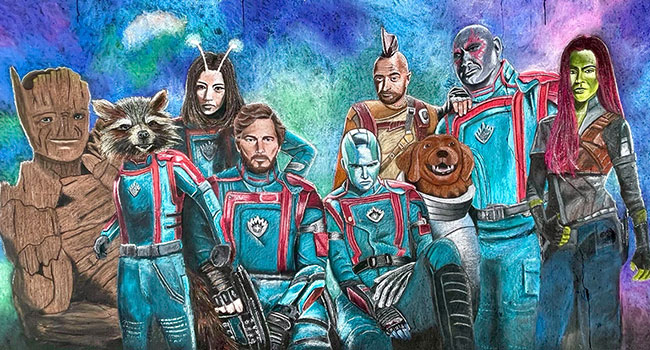 Chalk image of Guardians of the Galaxy.